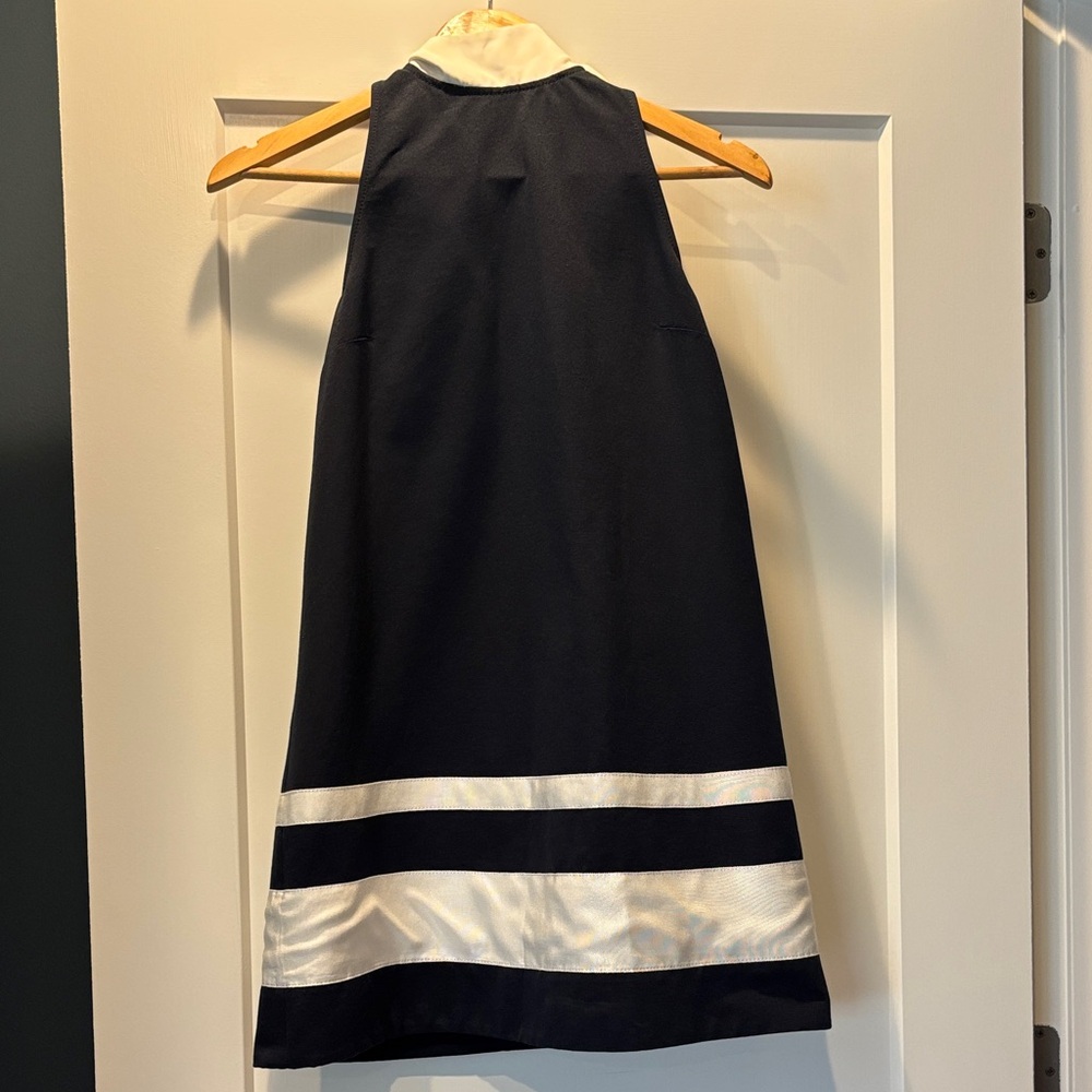 STAUD Women’s Bow Back Formal Dress in Navy and White- size Small